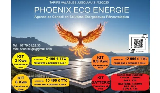 Promotion fin d'année pour installation de panneaux solaires et batteries à Porto-Vecchio, Porto-Vecchio, Phoenix Eco Energie